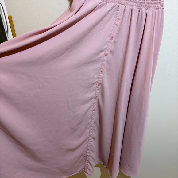 JessaKae Adelaide Smocked Maxi Dress Pink Button Front - Picture 6 of 10